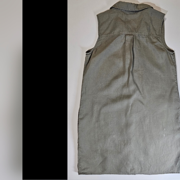Adrienne Vittadini Linen Dress Womens Medium Olive Green Button Down‎ Mini - Picture 2 of 8